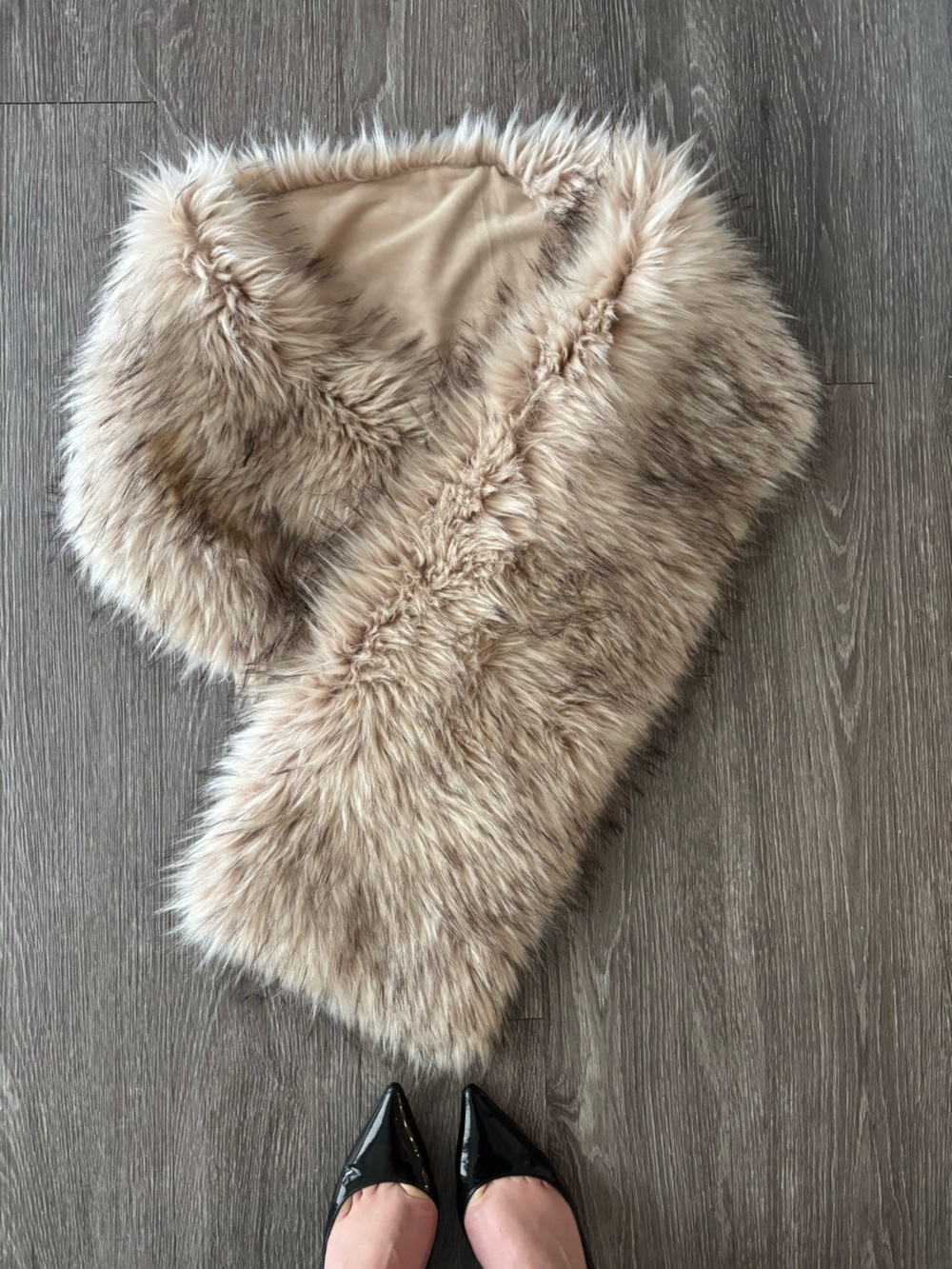 Plush Tulip Bridal Faux Fur cover in Cream and Light Brown, small 0-6 see photos